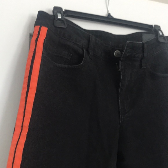ASOS Other - Asos Design Cut off Black with Orange stripe jeans ASOS Other - Asos Design Cut off Black with Orange stripe jeans